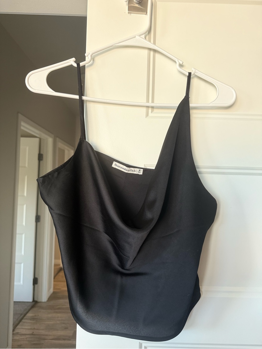 Abercrombie & Fitch Black Satin Cowl Tank Top